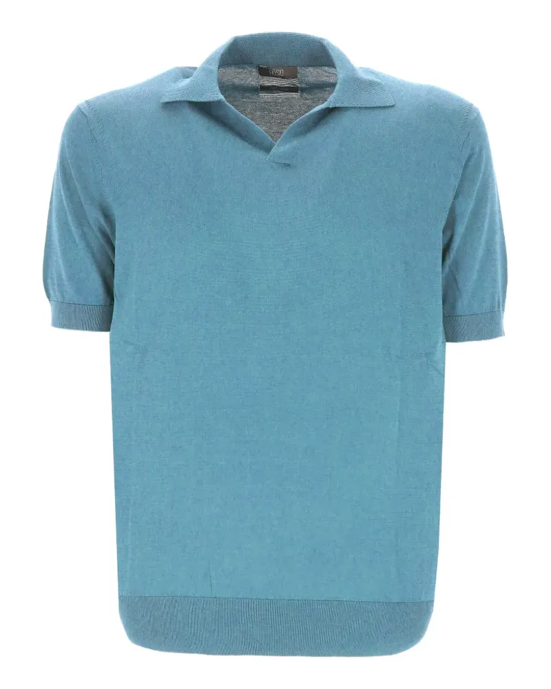 HOSIO fine-knit collared T-shirt - Blau Blau