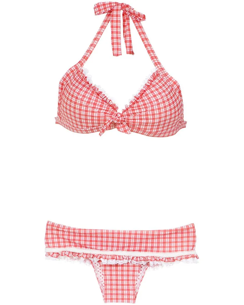 Amir Slama Bikini mit Karomuster - Rot Rot