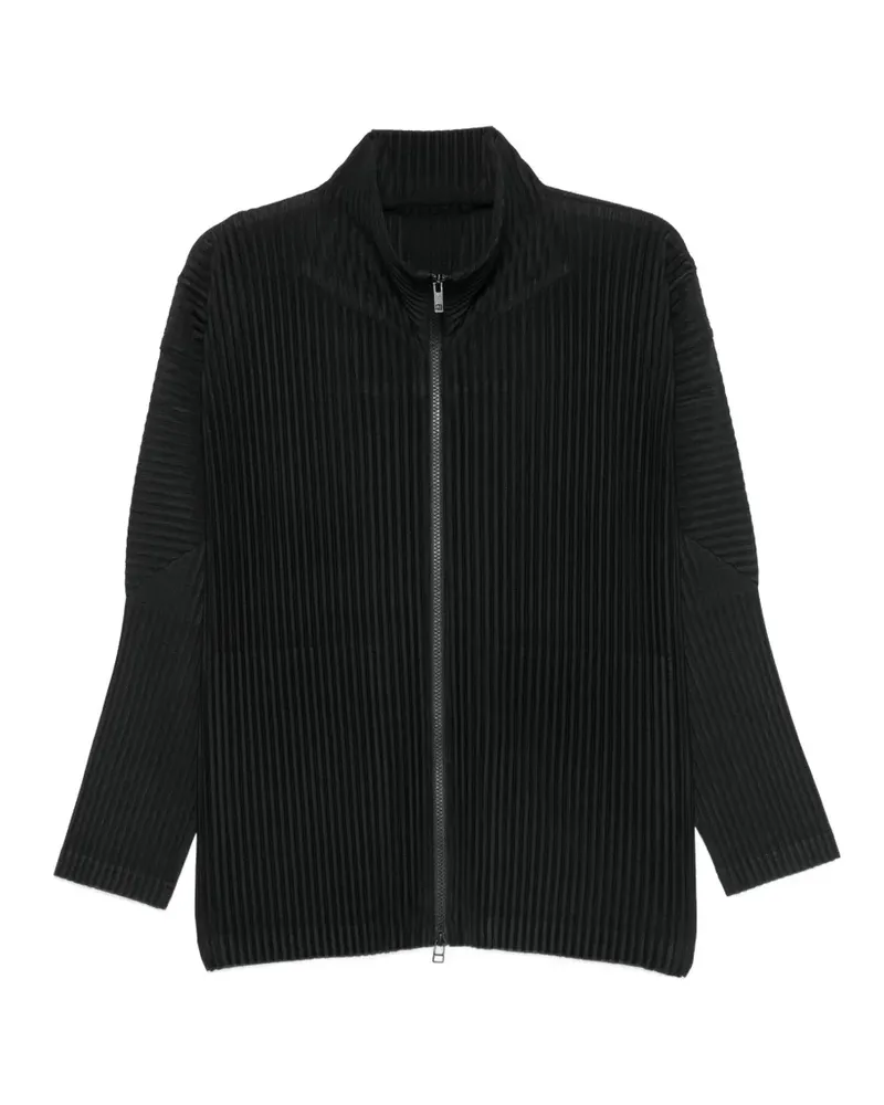 Issey Miyake pleated zip-up shirt - Schwarz Schwarz