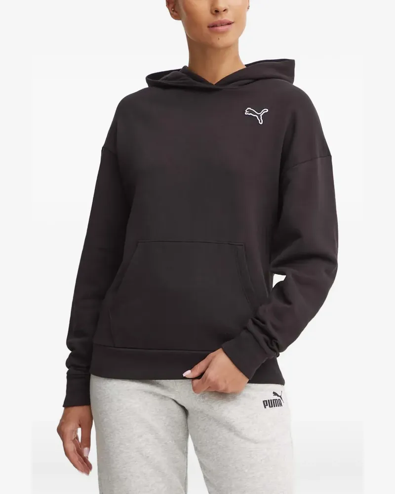 Puma logo-embroidered hoodie - Schwarz Schwarz