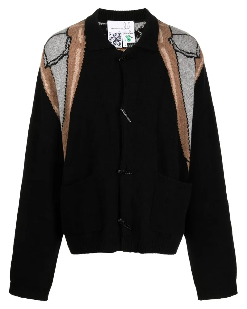 Natasha Zinko Cardigan mit Trompe-l'oeil-Intarsie - Schwarz Schwarz