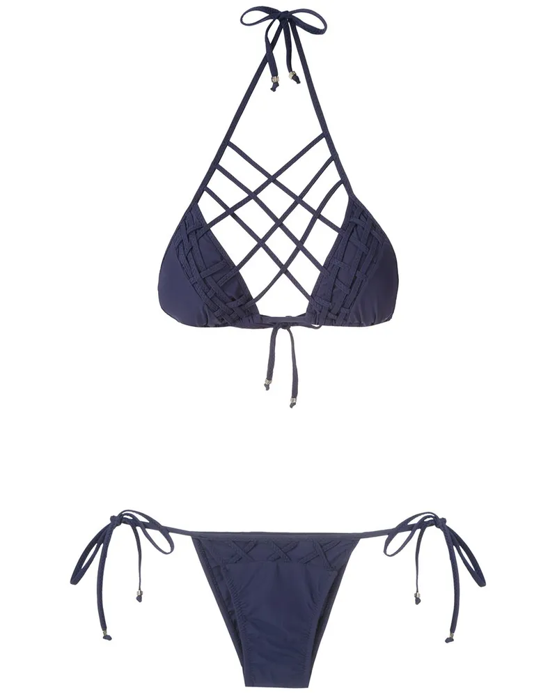 Amir Slama Bikini mit Bändern - Blau Blau