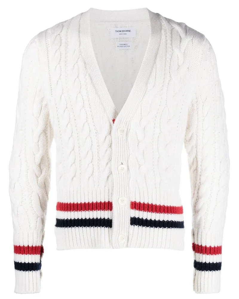 Thom Browne Cardigan mit Zopfmuster - Weiß Weiß