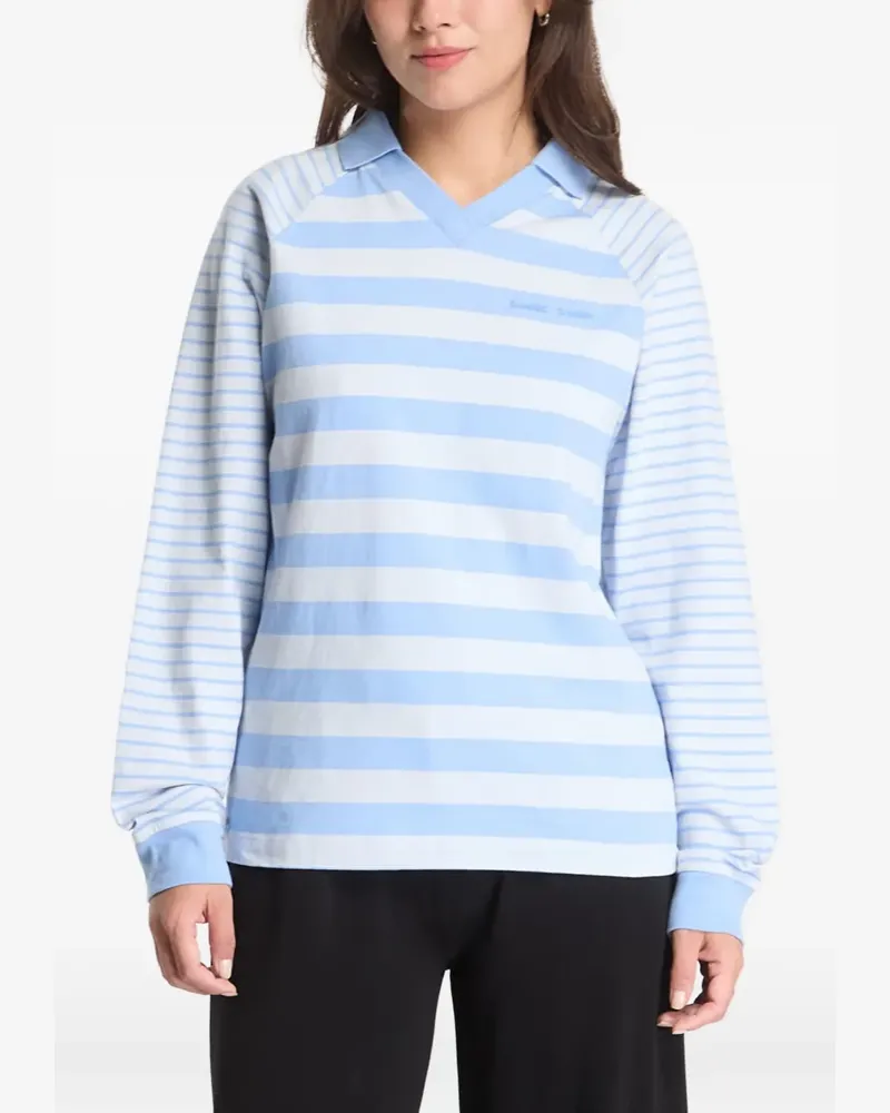 Samsøe & Samsøe Gestreiftes Saella LS Poloshirt mit Raglanärmeln - Blau Blau