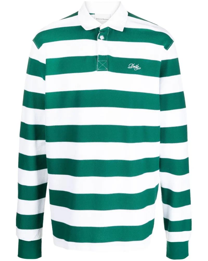 Drôle de Monsieur Gestreiftes Poloshirt - Grün Grün