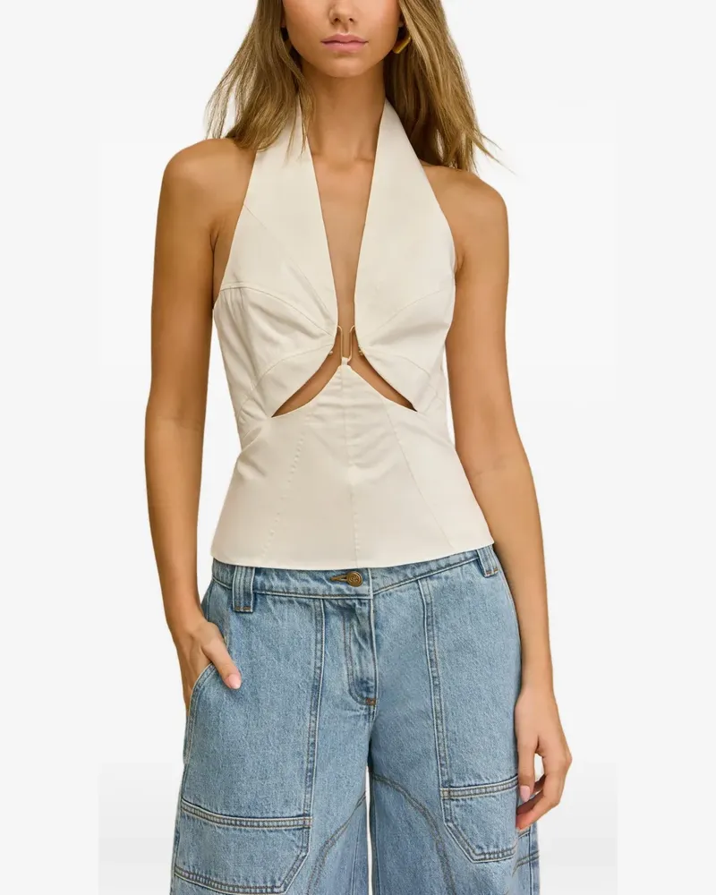 Cult Gaia Elorae cut-out halterneck top - Nude Nude
