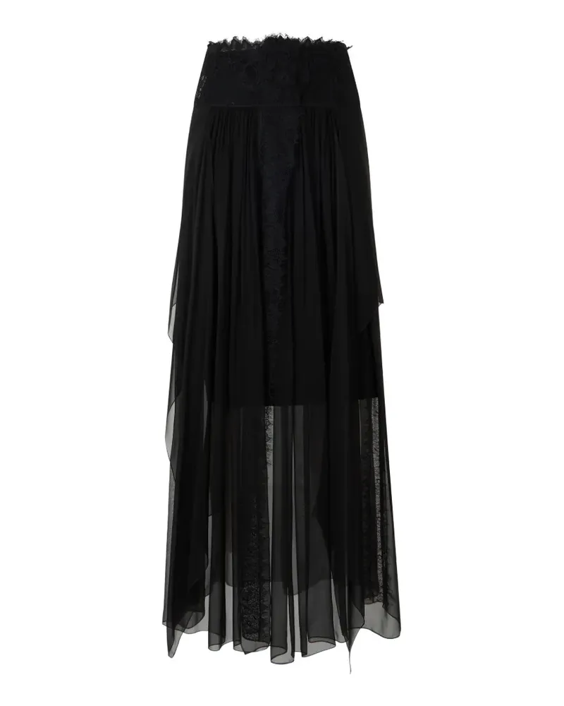 Alberta Ferretti Midirock mit Falten - Schwarz Schwarz