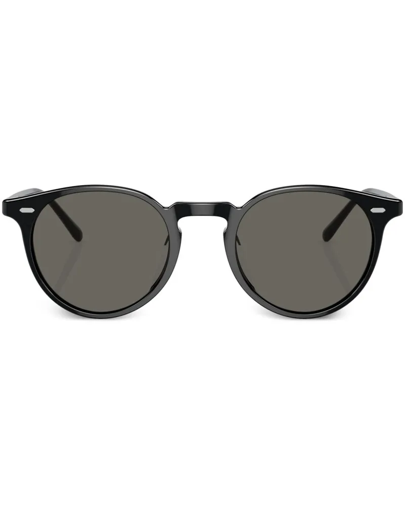 Oliver Peoples Sonnenbrille mit rundem Gestell - Schwarz Schwarz