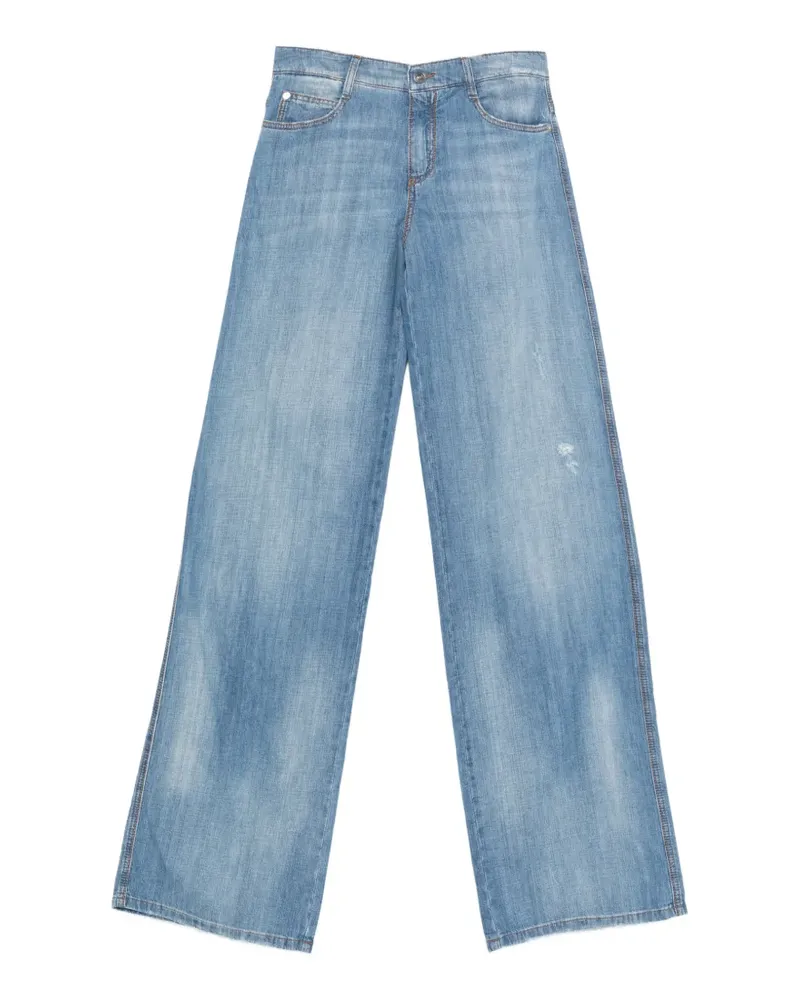 Ermanno Scervino Wide-Leg-Jeans mit Logo-Patch - Blau Blau