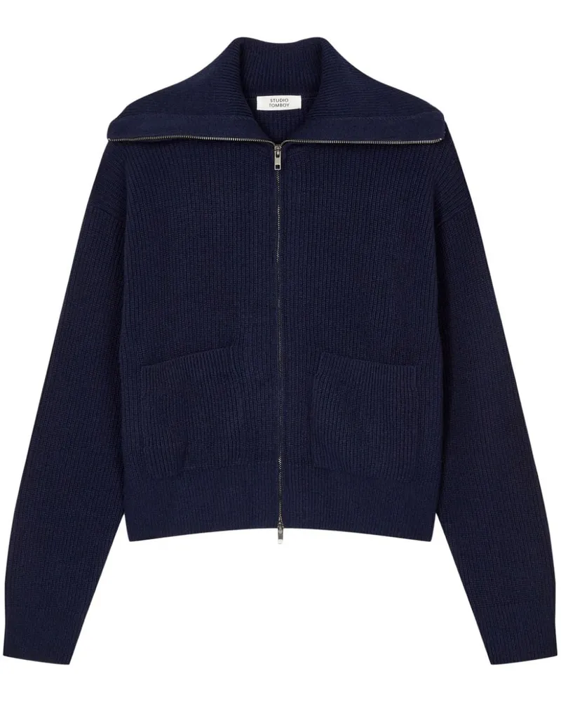 STUDIO TOMBOY Cardigan mit Oversized-Kragen - Blau Blau