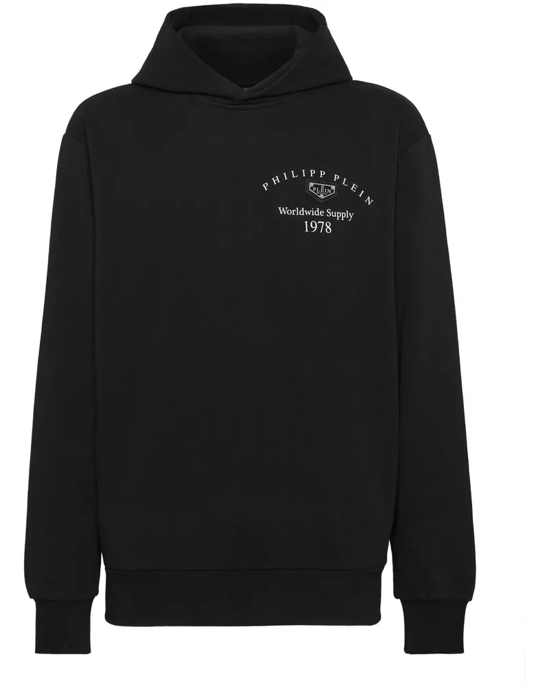 Philipp Plein Hoodie mit Logo-Schild - Schwarz Schwarz