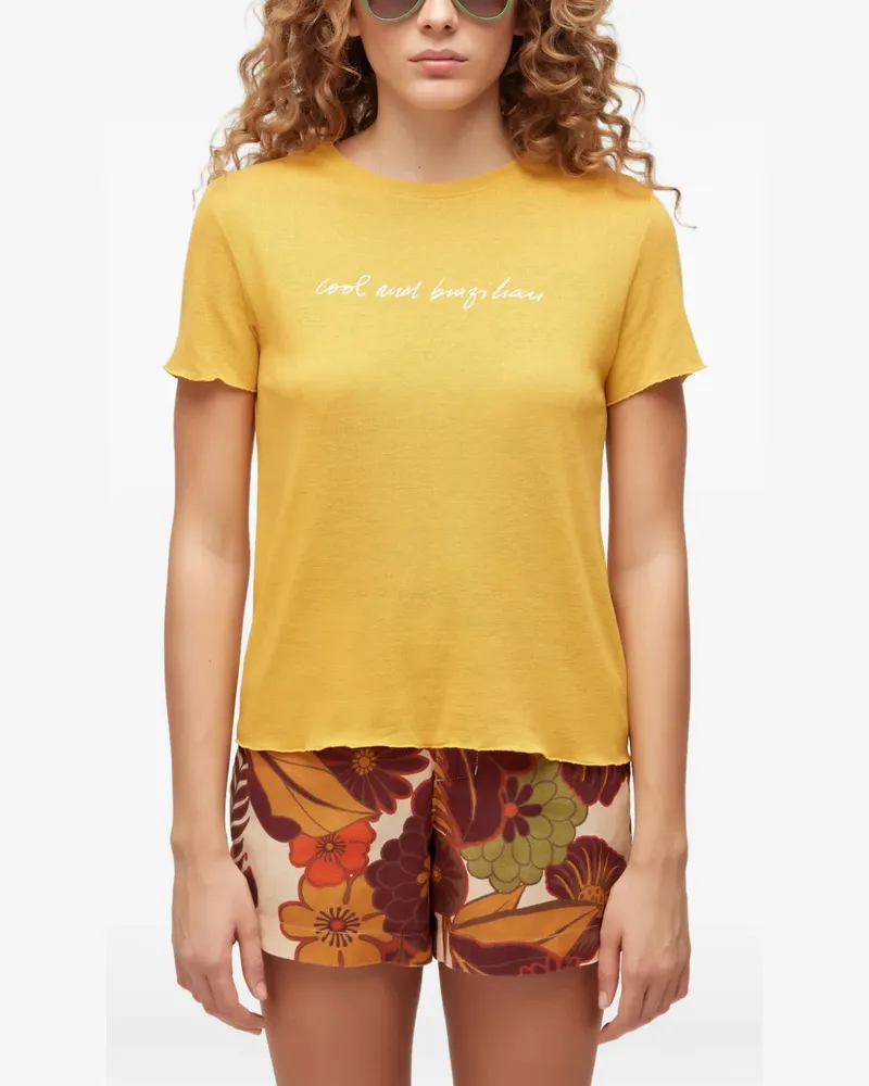 Osklen raw-edge logo-detail T-shirt - Gelb Gelb