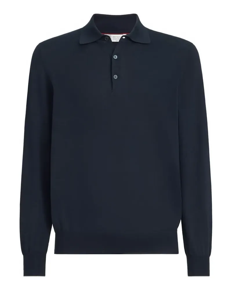 Brunello Cucinelli Langärmeliges Poloshirt - Blau Blau