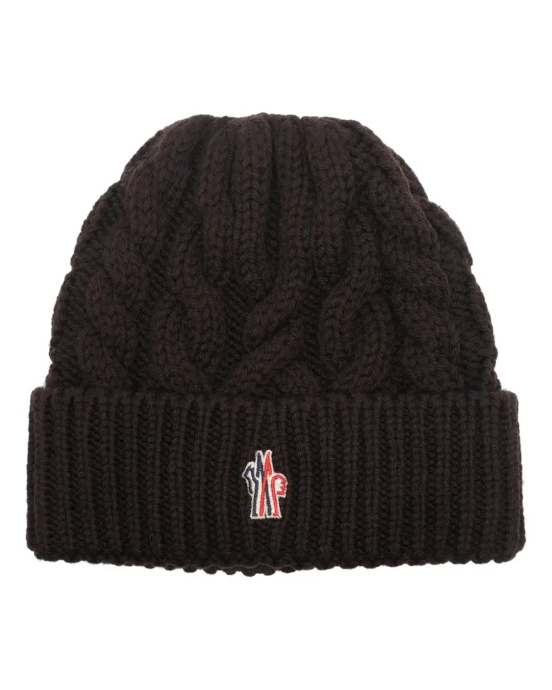 Moncler Beanie mit Logo-Patch - Braun Braun