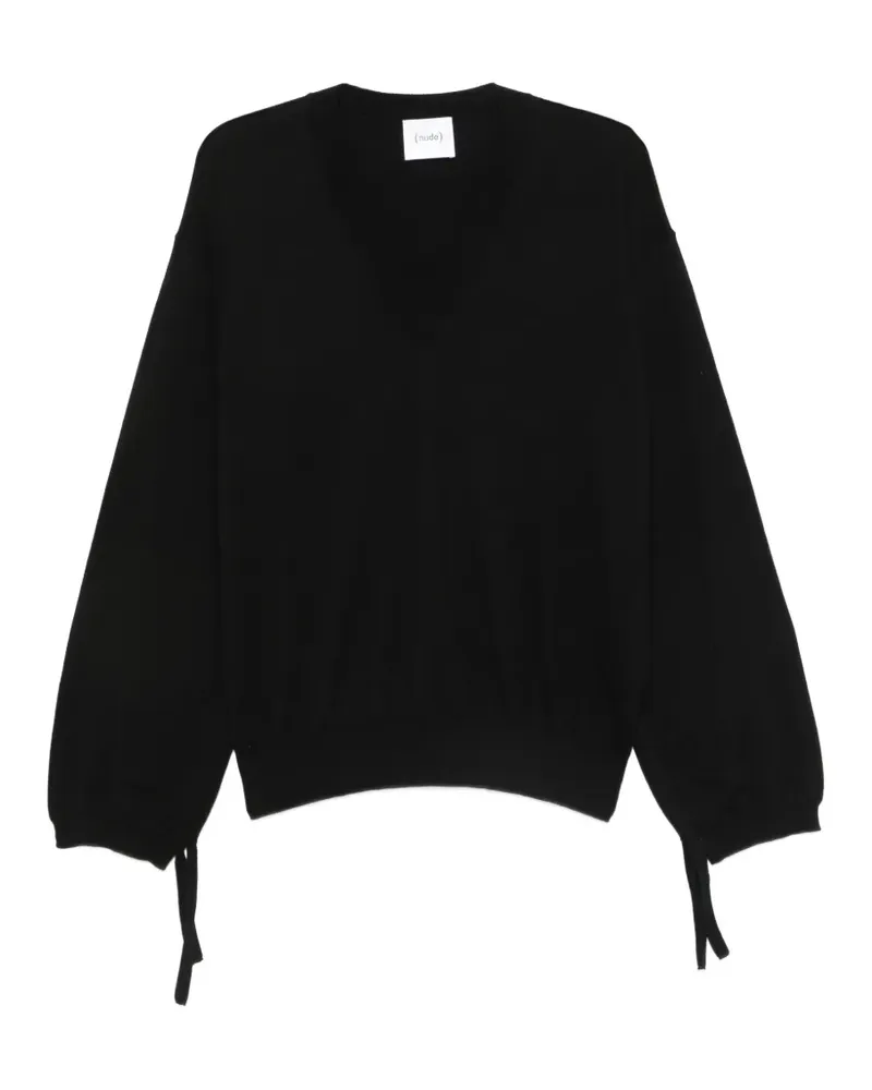 NUDE tie-cuff V-neck sweater - Schwarz Schwarz