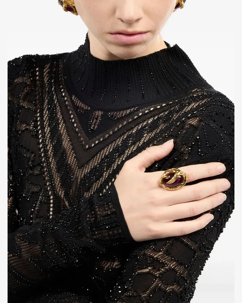 Roberto Cavalli Ring mit Amethyst in Schlangenform - Gold Gold