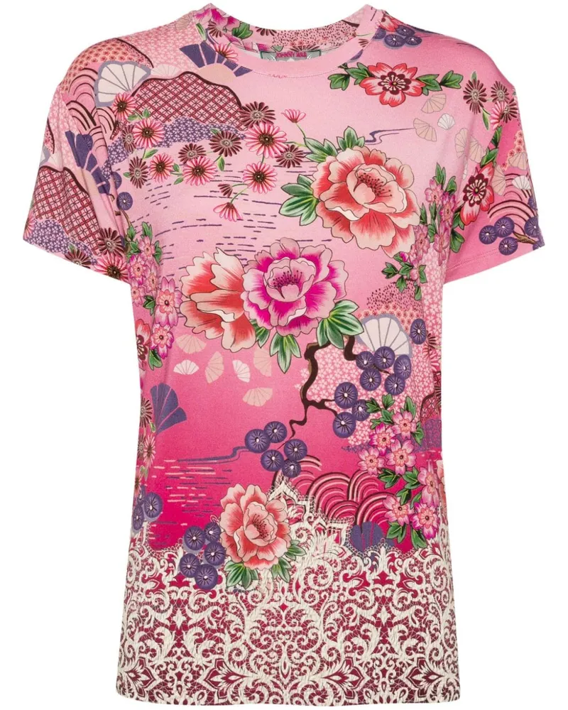 Johnny Was T-Shirt mit Blumen-Print - Rosa Rosa