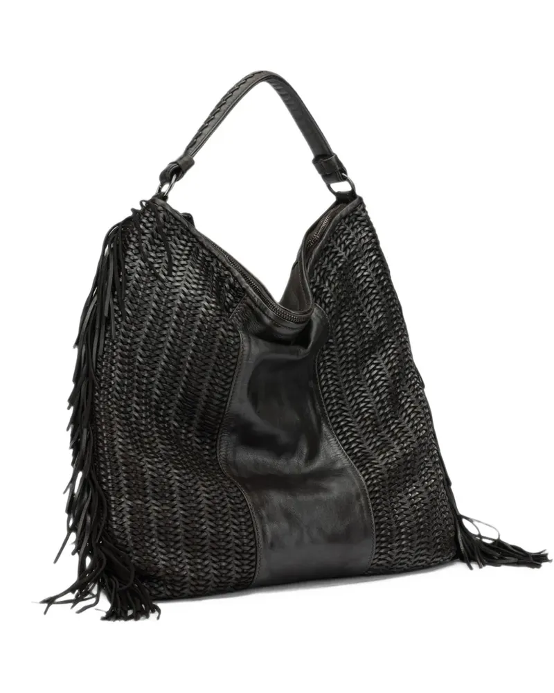 Reptile's House Vasia woven fringe-trimmed shoulder bag - Braun Braun