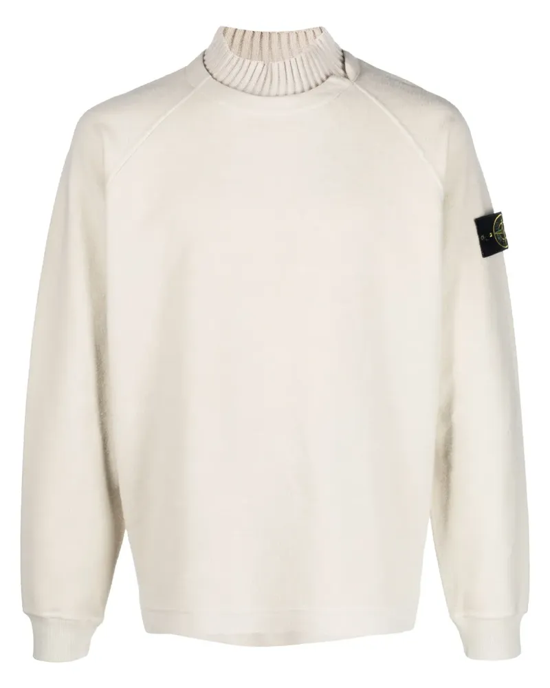 Stone Island Fleecepullover mit Kompass-Patch - Nude Nude