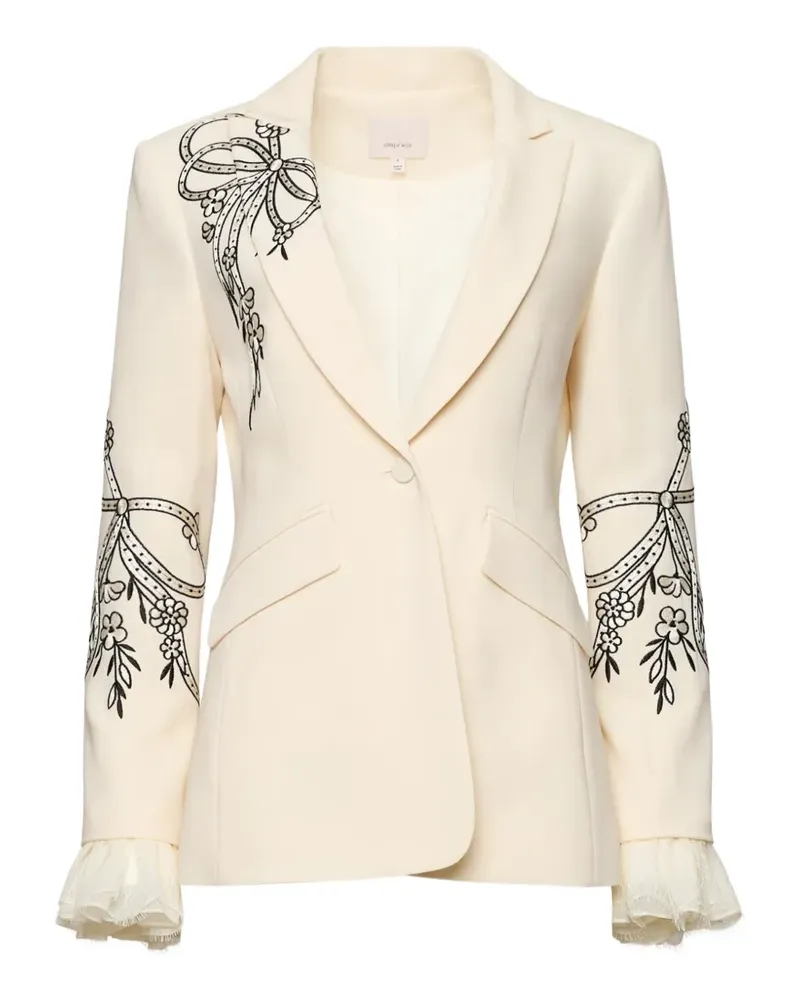 Cinq à Sept Cheyenne cascading ribbon blazer - Nude Nude