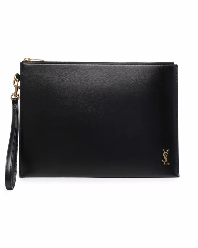 Saint Laurent Clutch mit Monogramm - Schwarz Schwarz