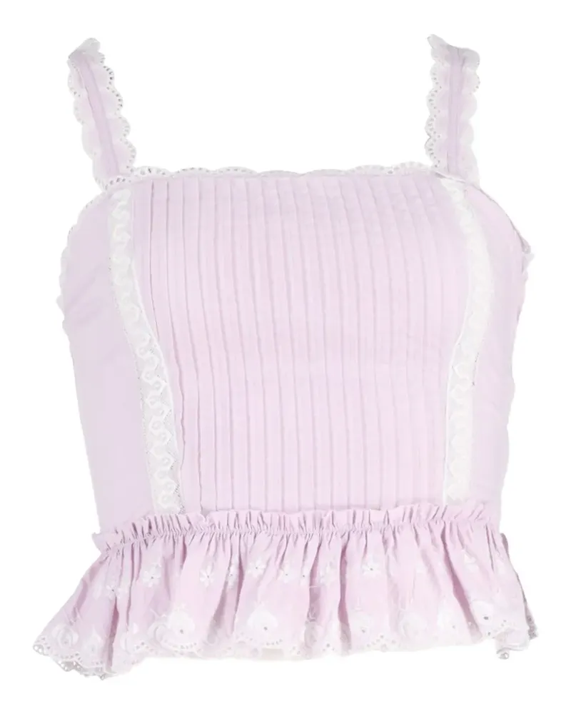 LoveShackFancy pleated bustier top - Rosa Rosa