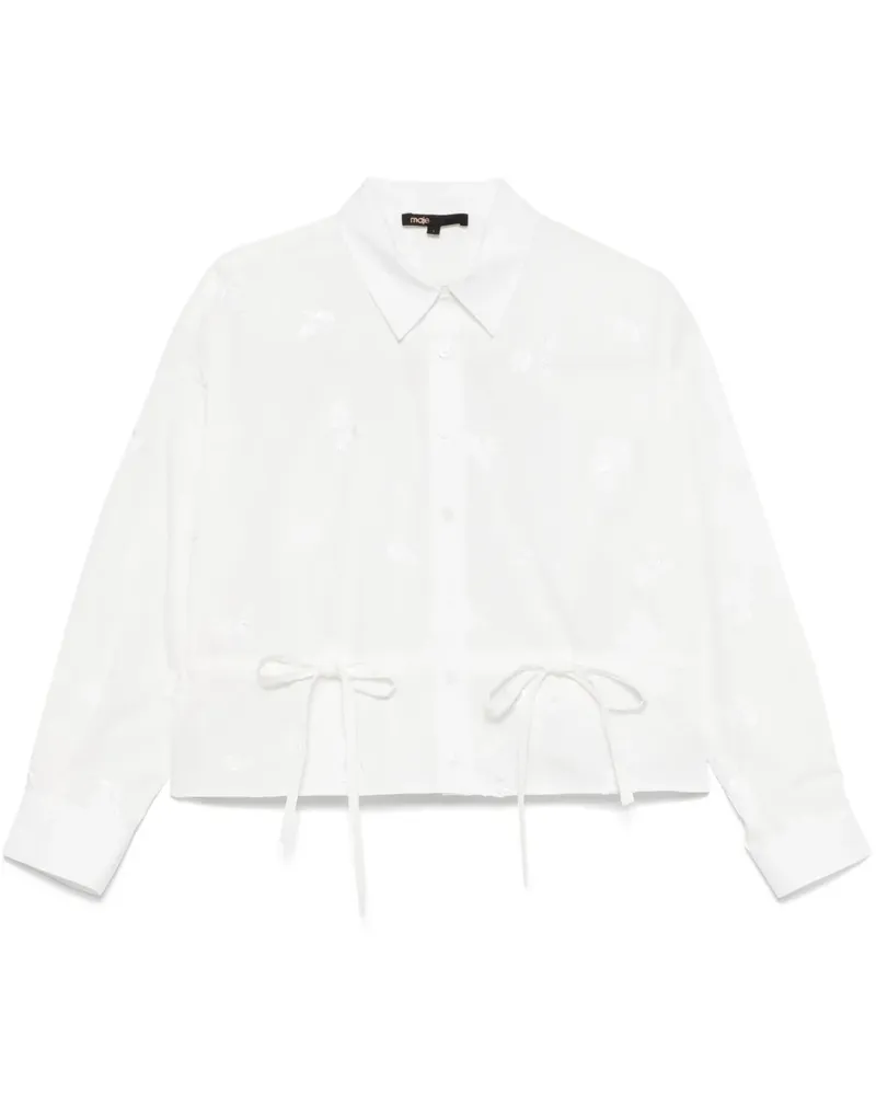 Maje Bluse mit Blumenstickerei - Weiß Weiß