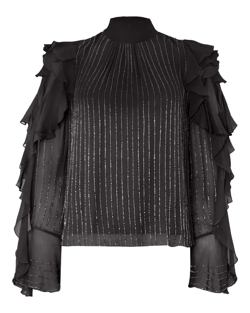Temperley London Gerüschtes Cold-Shoulder-Top - Schwarz Schwarz