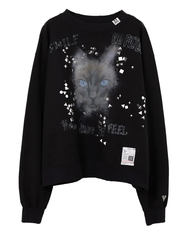 MIHARAYASUHIRO Verziertes Sweatshirt mit Katzen-Print - Schwarz Schwarz