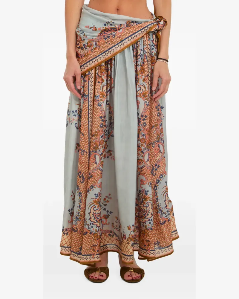 Zimmermann Aster scarf-detail midi skirt - Blau Blau
