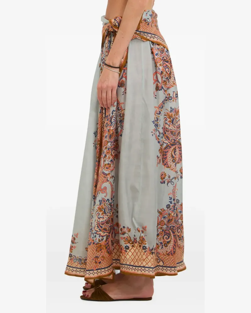 Zimmermann Aster scarf-detail midi skirt - Blau Blau