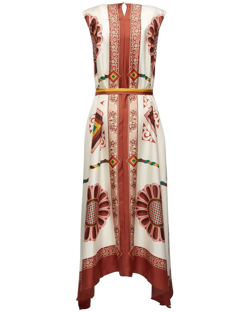 La DoubleJ Asymmetrisches Kleid mit grafischem Print - Weiß Weiß