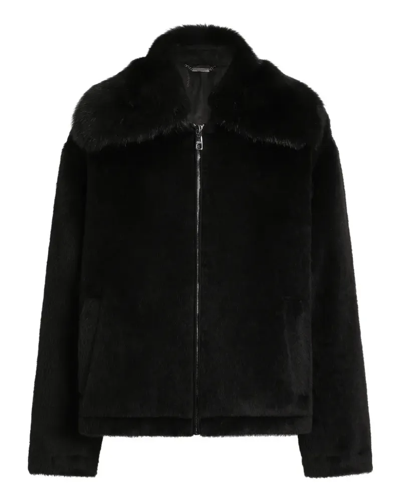 Dolce & Gabbana Wattierte Alpakajacke - Schwarz Schwarz