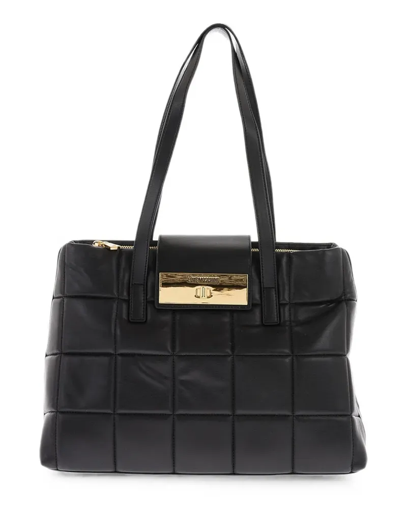 Moschino quilted logo-plaque tote bag - Schwarz Schwarz