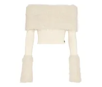 Gerippter Pullover mit Haardetail - Nude