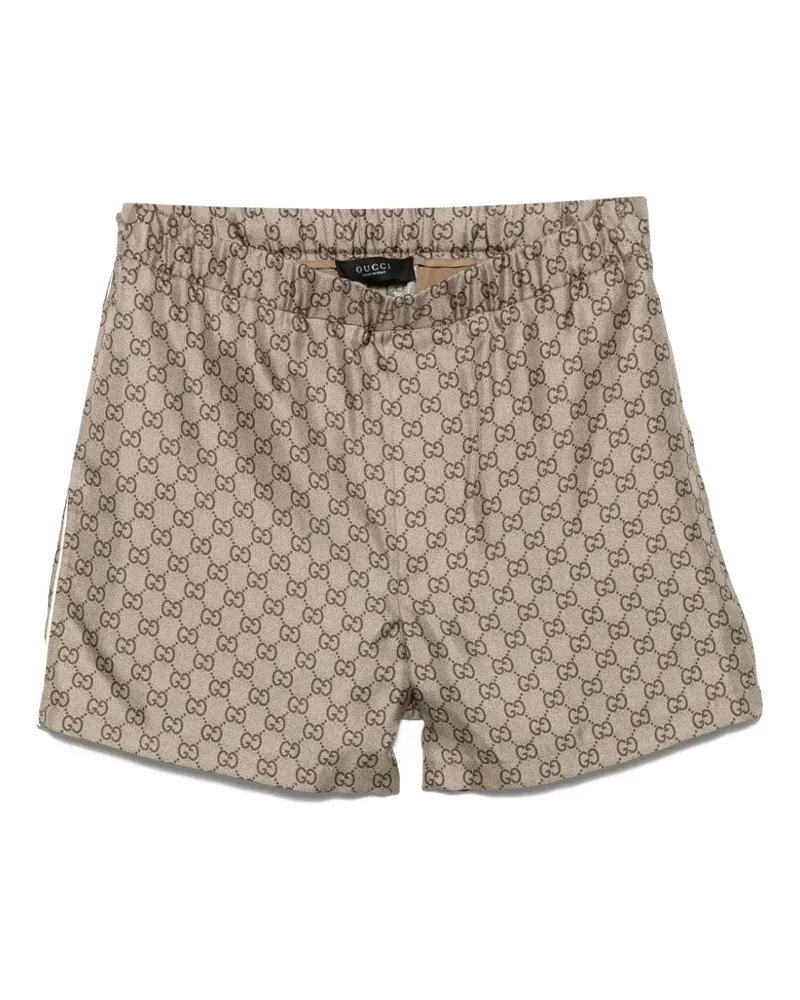 Gucci Seidenshorts mit GG Supreme-Print - Nude Nude
