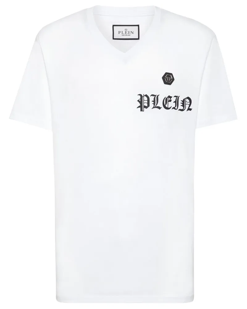 Philipp Plein T-Shirt mit Gothic-Logo-Print - Weiß Weiß