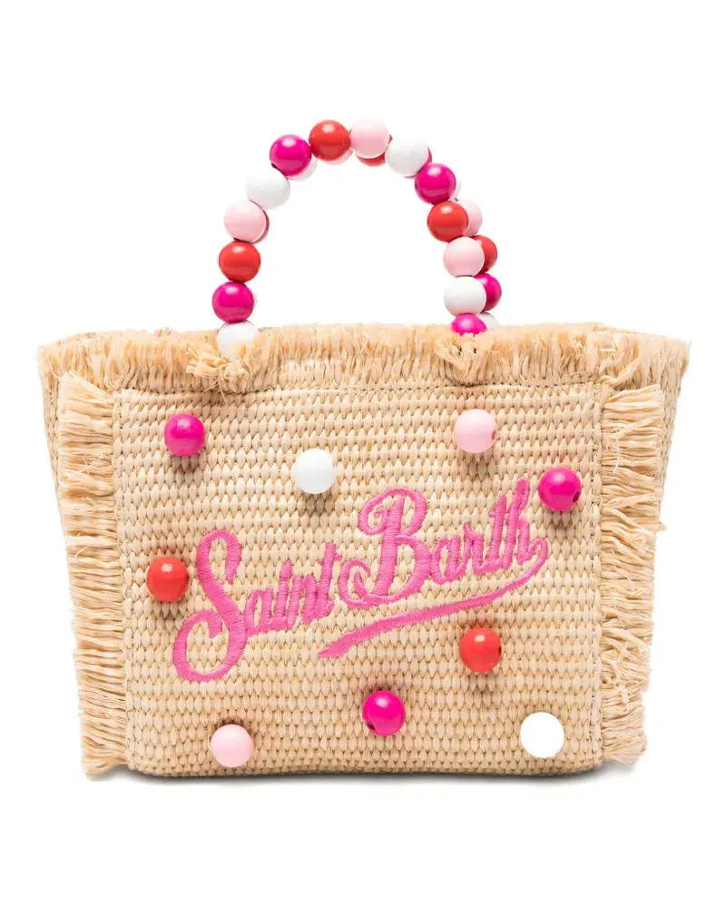 MC2 Saint Barth Strohtasche mit Perlen - Nude Nude