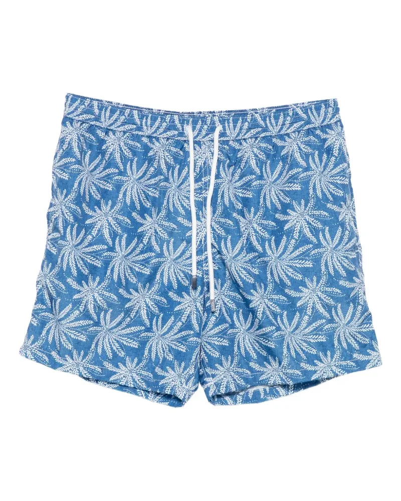 BARBA palm-print drawstring swim shorts - Blau Blau