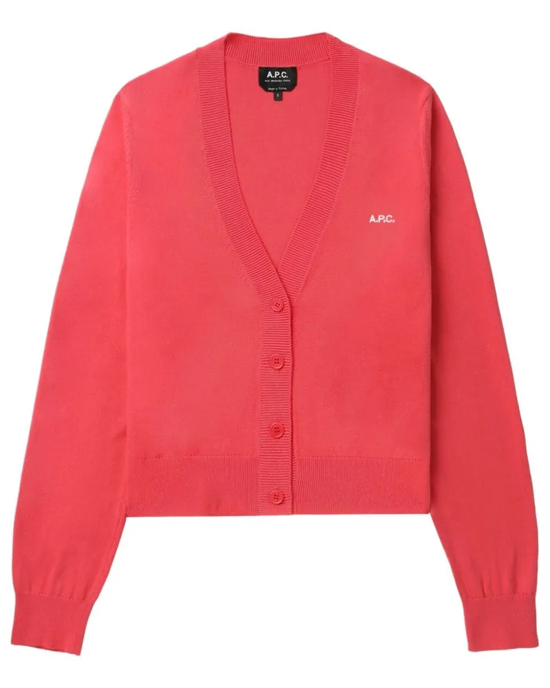 A.P.C. Cardigan mit Logo-Print - Rot Rot