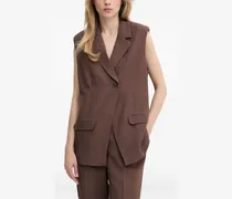 Ärmelloser Blazer mit Schulterpolstern - Braun