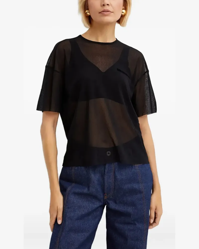 Jean Paul Gaultier short-sleeves tulle T-shirt - Schwarz Schwarz