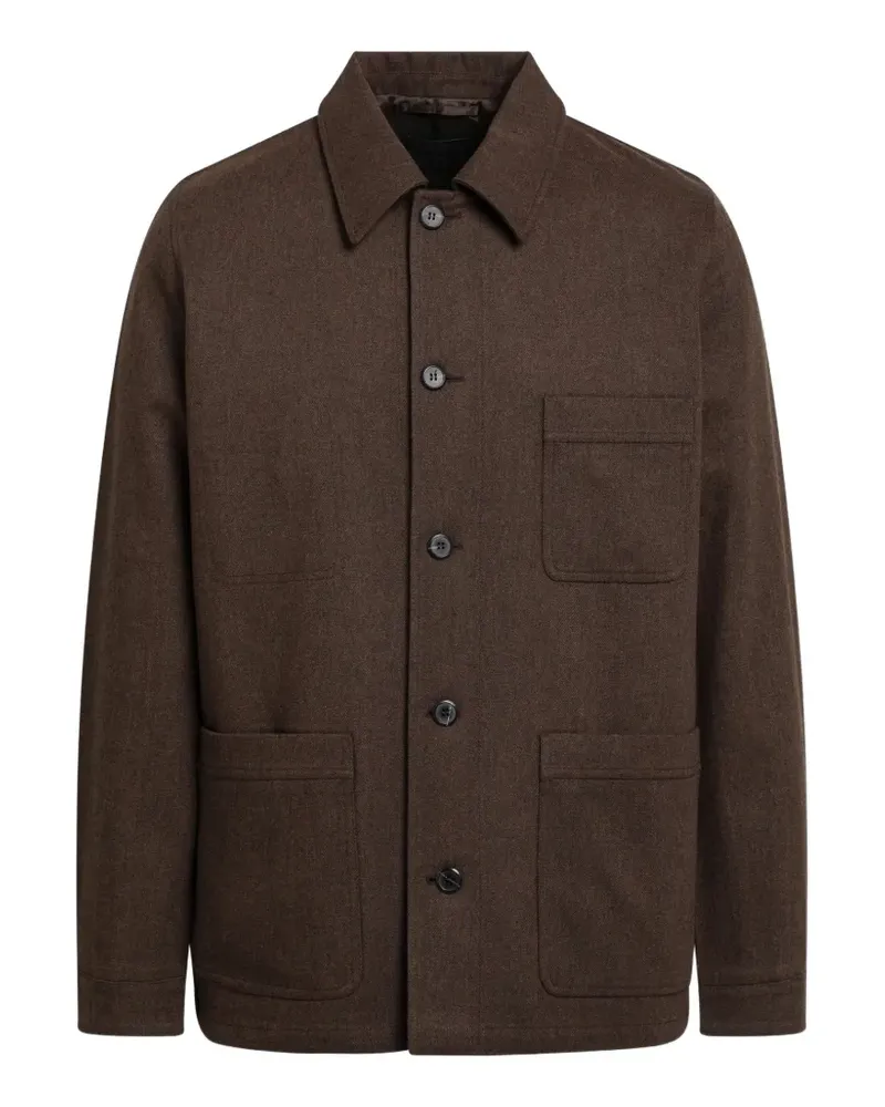 Prada logo-patch button-up jacket - Braun Braun
