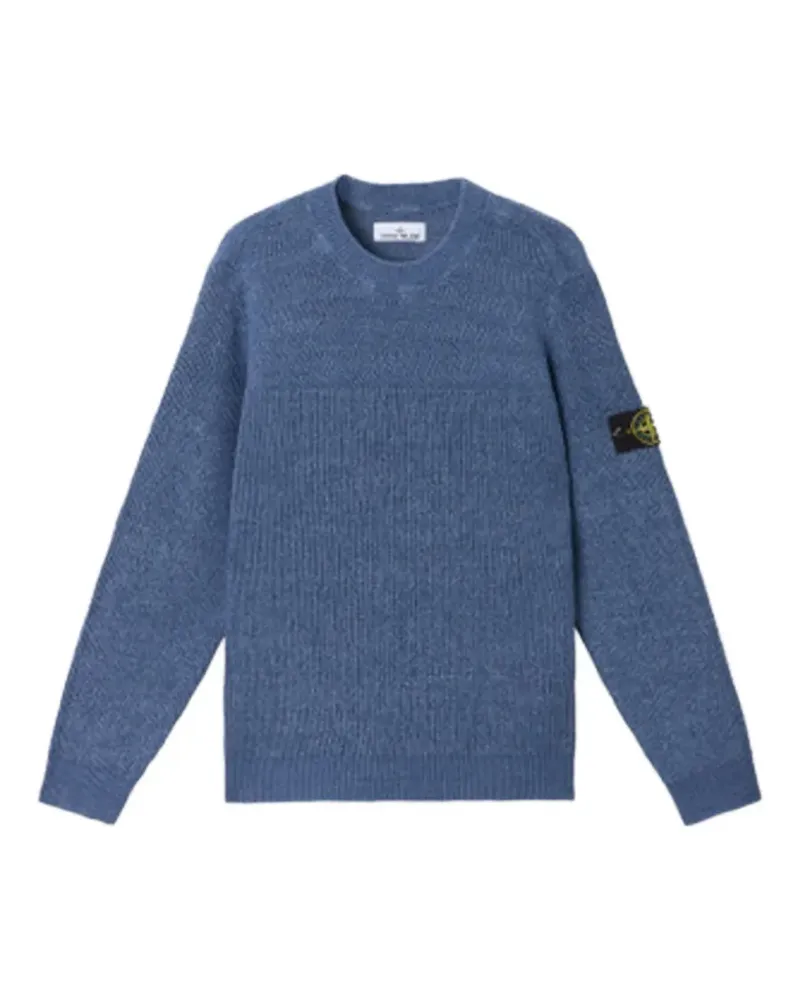 Stone Island logo-patch waffle-knit sweater - Blau Blau