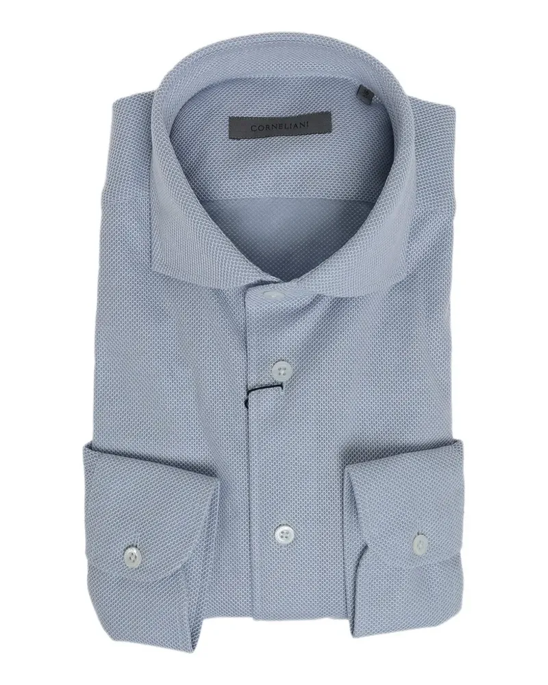Corneliani honeycomb-pattern cotton shirt - Blau Blau