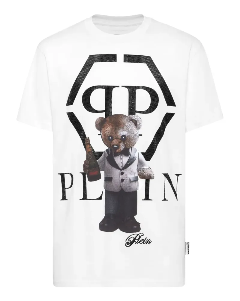 Philipp Plein T-Shirt mit Teddy - Weiß Weiß