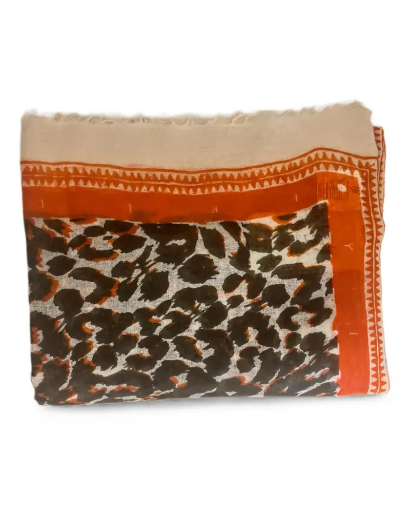 Friendly Hunting leopard-print frayed scarf - Nude Nude