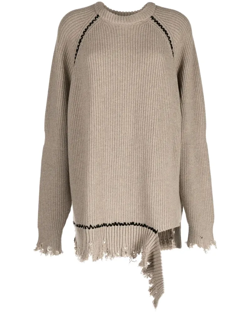 Yohji Yamamoto Pullover in Distressed-Optik - Braun Braun