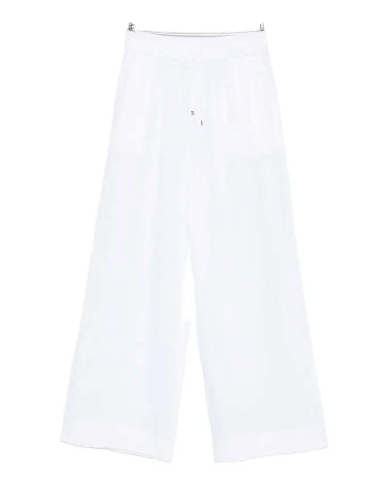 Clips drawstring-detail wide-leg linen trousers - Weiß Weiß