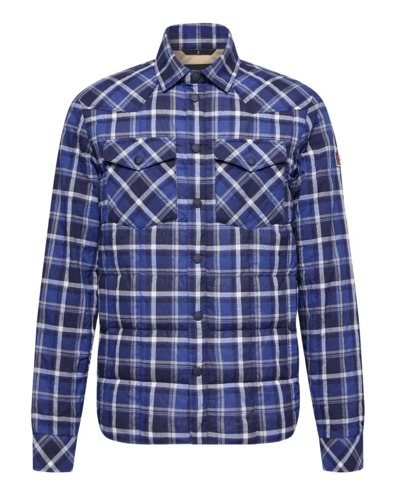 Moncler plaid-pattern padded jacket - Blau Blau